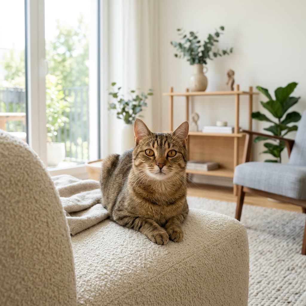 Gato saudável em ambiente moderno